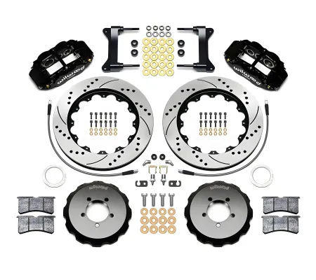 Subaru WRX STI - 2004 to 2014 - All [All] (Front) (Drilled and Slotted Rotors) (6R 6 Piston Calipers) (Black) (13.06in Diameter Disc)