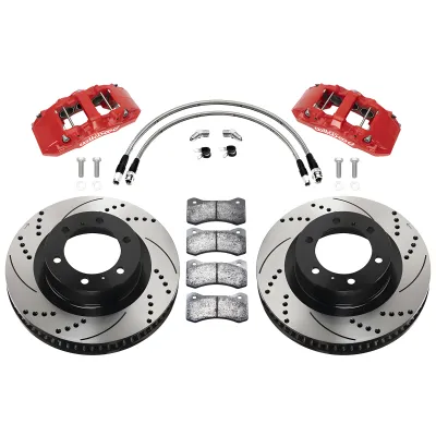 Toyota Tacoma - 2016 to 2023 - All [All] (Front) (Drilled and Slotted Rotors) (With 6 Lug Hubs) (6 Piston AERO6 Calipers) (Red)