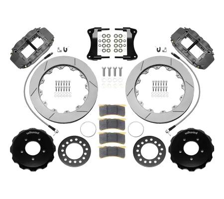 Mazda Miata MX5 - 2006 to 2015 - Convertible [All] (Front) (Slotted Rotors) (6R 6 Piston Race Calipers) (Gray)