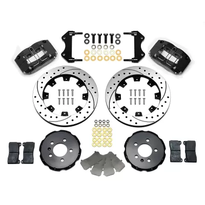 Volkswagen Golf - 1999 to 2005 - All [All] (Front) (Drilled and Slotted Rotors) (Dynapro 4 Piston Calipers) (Black) (For MK4 Models)