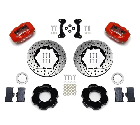 Mazda Miata MX5 - 1990 to 2005 - Convertible [All] (Front) (Drilled and Slotted Rotors) (Dynalite 4 Piston Calipers) (Red)