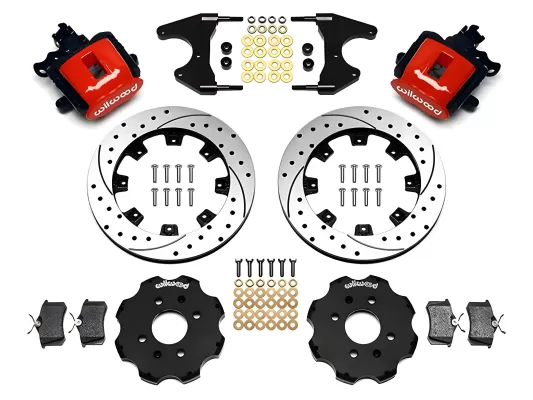 Honda Civic - 1992 to 1998 - All [All] (Rear) (Drilled and Slotted Rotors) (1 Piston Calipers) (Red) (With Factory Drum Brakes)