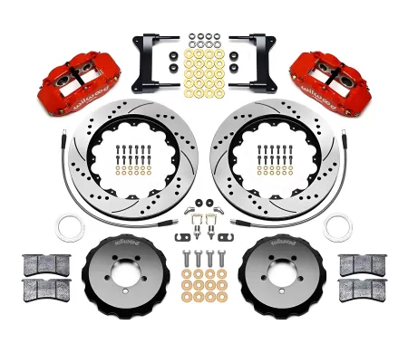Subaru Impreza - 2002 to 2007 - All [All] (Front) (Drilled and Slotted Rotors) (6R 6 Piston Calipers) (Red) (14in Diameter Disc)