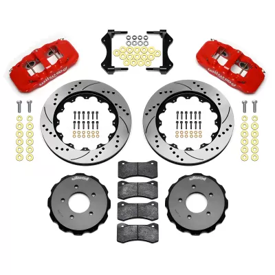 BMW 3 Series - 1999 to 2005 - All [323Ci, 323i, 323iT, 325Ci, 325i, 328Ci, 328i, 330Ci, 330i] (Front) (Drilled and Slotted Rotors) (6 Piston AERO6 Calipers) (Red)