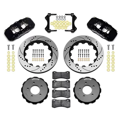 BMW 3 Series - 1999 to 2005 - All [323Ci, 323i, 323iT, 325Ci, 325i, 328Ci, 328i, 330Ci, 330i] (Front) (Drilled and Slotted Rotors) (6 Piston AERO6 Calipers) (Black)