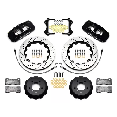 BMW 3 Series - 2012 to 2013 - All [328i 2.0L Turbo, 328i 3.0L, 335i] (Front) (Drilled and Slotted Rotors) (6 Piston AERO6 Calipers) (Black)