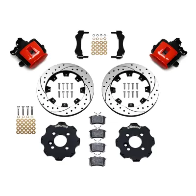 Mini Cooper - 2007 to 2013 - All [All] (Rear) (Drilled and Slotted Rotors) (1 Piston Combination Parking Race Calipers) (Red)