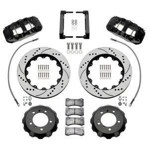 Porsche 911 - 2005 to 2012 - All [Carrera 3.4L, Carrera 3.6L, Carrera 4, Carrera Black Ed., Club Coupe, Targa, Targa 4] (Front) (Drilled and Slotted Rotors) (6 Piston AERO6 Calipers) (Black) (Without Turbo Look Package)