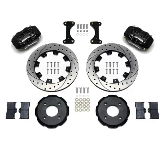 Mitsubishi Lancer - 2002 to 2006 - All [LS 2.0L, LS 2.4L, OZ Rally] (Front) (Drilled and Slotted Rotors) (Dynalite 4 Piston Calipers) (Black)