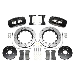 Audi S4 - 2010 to 2012 - Sedan [All] (Front) (Drilled and Slotted Rotors) (6 Piston AERO6 Calipers) (Black)