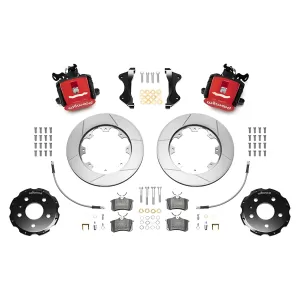 Audi A4 - 2002 to 2005 - All [All] (Rear) (Slotted Rotors) (1 Piston Combination Parking Race Calipers) (Red)