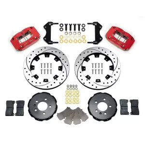 Volkswagen Golf GTI - 1999 to 2005 - Hatchback [All] (Front) (Drilled and Slotted Rotors) (Dynapro 4 Piston Calipers) (Red) (For MK4 Models)