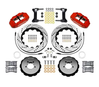 Subaru Impreza - 2002 to 2007 - All [All] (Front) (Drilled and Slotted Rotors) (6R 6 Piston Calipers) (Red) (14in Diameter Disc)