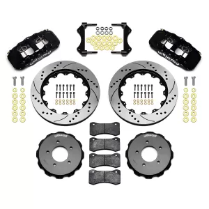 BMW 3 Series - 1999 to 2005 - All [323Ci, 323i, 323iT, 325Ci, 325i, 328Ci, 328i, 330Ci, 330i] (Front) (Drilled and Slotted Rotors) (6 Piston AERO6 Calipers) (Black)