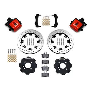 Mini Cooper - 2002 to 2006 - All [All] (Rear) (Drilled and Slotted Rotors) (1 Piston Combination Parking Race Calipers) (Red)
