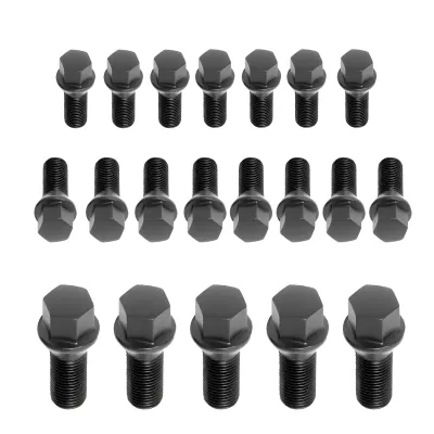 Universal (14 x 1.25, 27mm Length) (20 Lug Bolt Set) (Black)