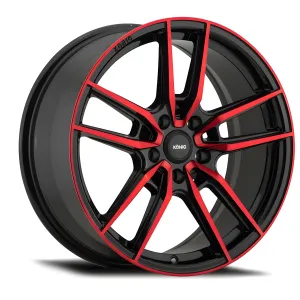 Universal (18x8, 5x100, 43mm, Gloss Black With Red Face)