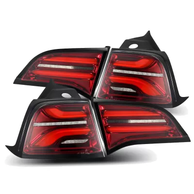 Tesla Model 3 - 2017 to 2023 - Sedan [All] (Red) (Smoked Lens) (LED With Optional Sequential Turn Signal)
