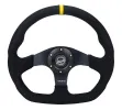 Universal (Rigid) (Black Spokes, Black Alcantara Grip With Yellow Center Mark) (Black Stitching) (320mm Diameter)