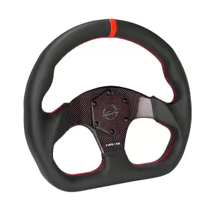 Universal (Red Carbon Fiber Spokes, Black Leather Grip With Red Center Mark) (Red Stitching)