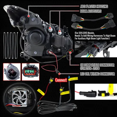 Infiniti Q60 - 2014 to 2015 - Coupe [All] (LED Projector, Fiber Optic LED Sequential Accent Lights) (LED High Beams) (Includes Built-In Projector Fog Lights) (For Models Without AFS)