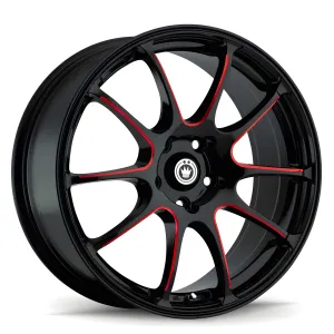 Universal (17x7, 5x100, 40mm, Black With Red Accent)