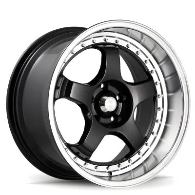 Universal (18x8, 5x114.3, 45mm, Gloss Black With Machined Lip)
