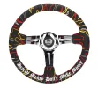 Universal (Ryan Litteral Edition) (Black Suede Rim With Chrome Slotted Spokes) (Custom Embroidered With Red Stitching) (350mm Diameter) (3