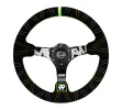Universal (Kyle Mohan Edition) (Black Suede Rim With Black Anodized Spokes) (Custom Multi-Color Embroidery and Stitching) (Neon Green Center Mark) (350mm Diameter) (3
