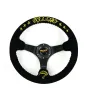 Universal (NVRFANS Edition) (Black Suede Rim With Black Anodized Spokes) (Custom Yellow Embroidery and Purple Stitching) (Custom Horn Button) (350mm Diameter) (3