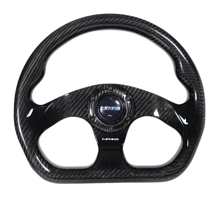 Universal (Flat Bottom) (Gloss Carbon Fiber Rim and Spokes) (320mm Diameter)