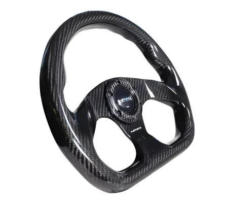 Universal (Flat Bottom) (Gloss Carbon Fiber Rim and Spokes) (320mm Diameter)