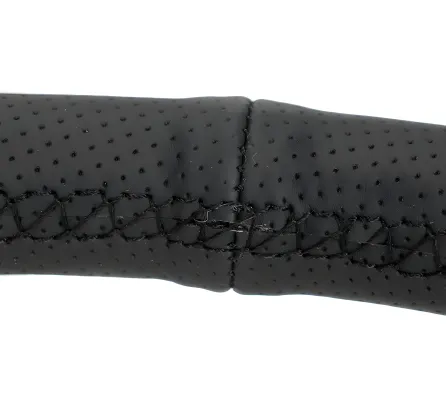 Universal (Rigid) (Stealth Spec) (Perforated Black Leather Rim, Black Anodized Spokes With Diagonal Slots) (Black Stitching) (380mm Diameter) (1