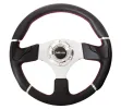Universal (Rigid) (EVO Style) (Black Leather Rim, Chrome Spokes) (350mm Diameter)