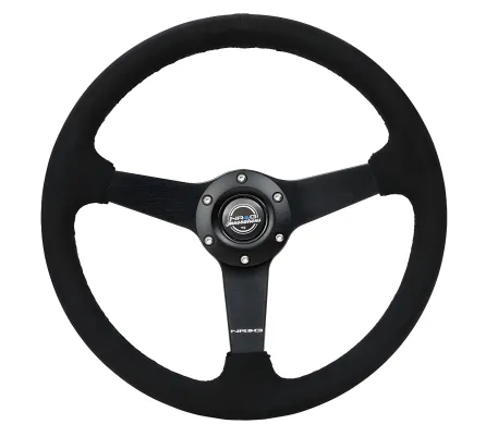 Universal (Rigid) (Black Alcantara Rim, Matte Black Spokes) (Black Stitching) (350mm Diameter) (1.5