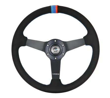 Universal (Rigid) (Black Alcantara Rim, Matte Black Spokes) (M3 Colorway Stitching) (M3 Colorway Center Mark) (350mm Diameter) (1.5