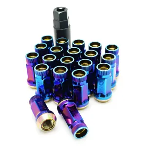 Universal (12 x 1.25) (20 Lug Nut Set) (Burned Blue Neon)