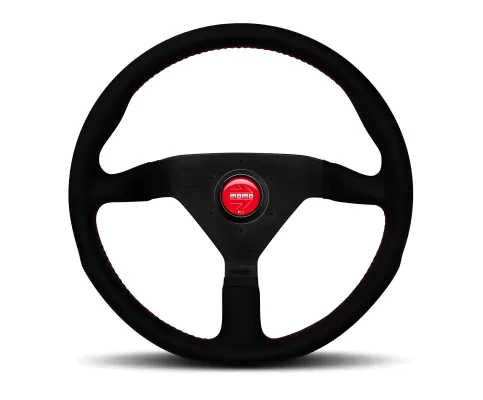 Universal (Montecarlo) (Black Center, Black Alcantra With Red Inner Stitching) (320mm Diameter) (1.5