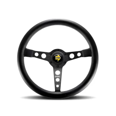 Universal (Prototipo) (Brushed Black Center, Black Leather With White Inner Stitching) (350mm Diameter) (1.5