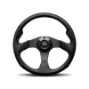 Universal (Jet) (Brushed Black Center, Black Leather With Airleather Inserts) (350mm Diameter) (1.8